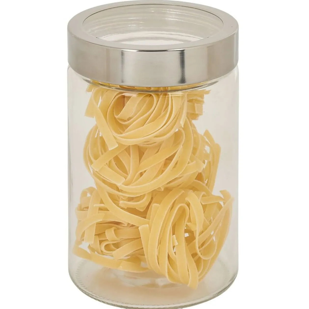 Bocal en verre transparent couvercle inox 1,2L - Ø11xH.17cm