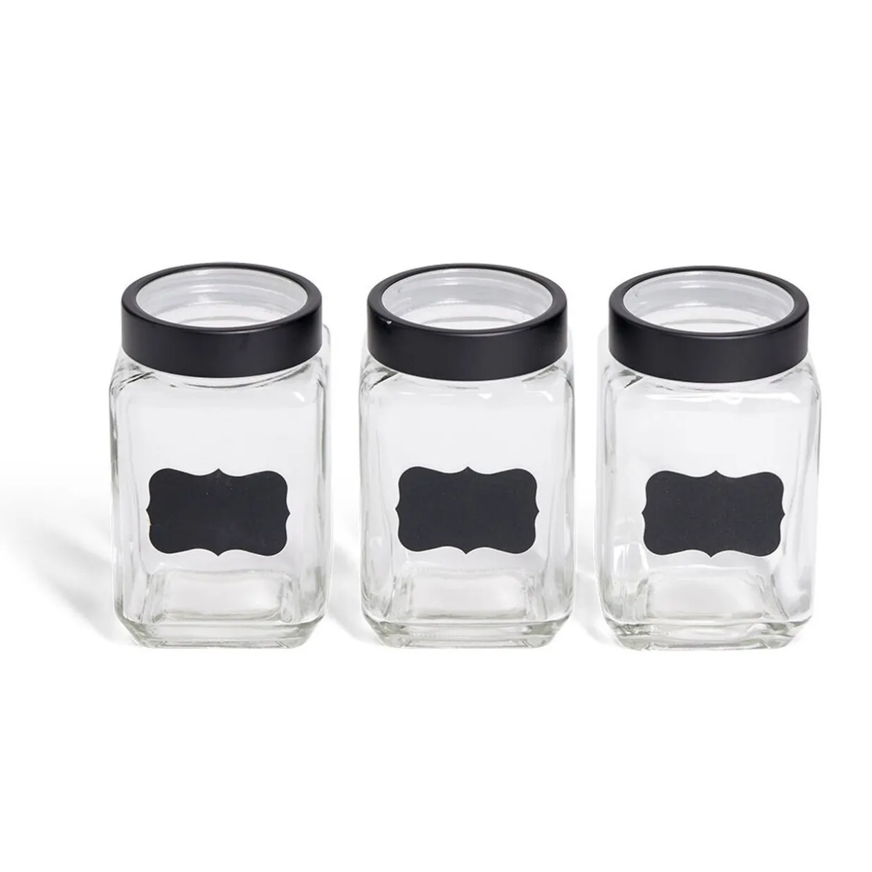Bocal en verre x3 avec étiquettes