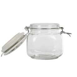 Bocal hermétique carré en verre couvercle motif ciment 750ml