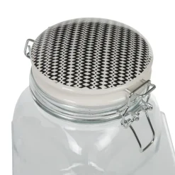 Bocal hermétique carré en verre couvercle motif ethnique 1 L