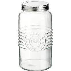 Bocal hermétique rond transparent avec couvercle en métal H17 cm