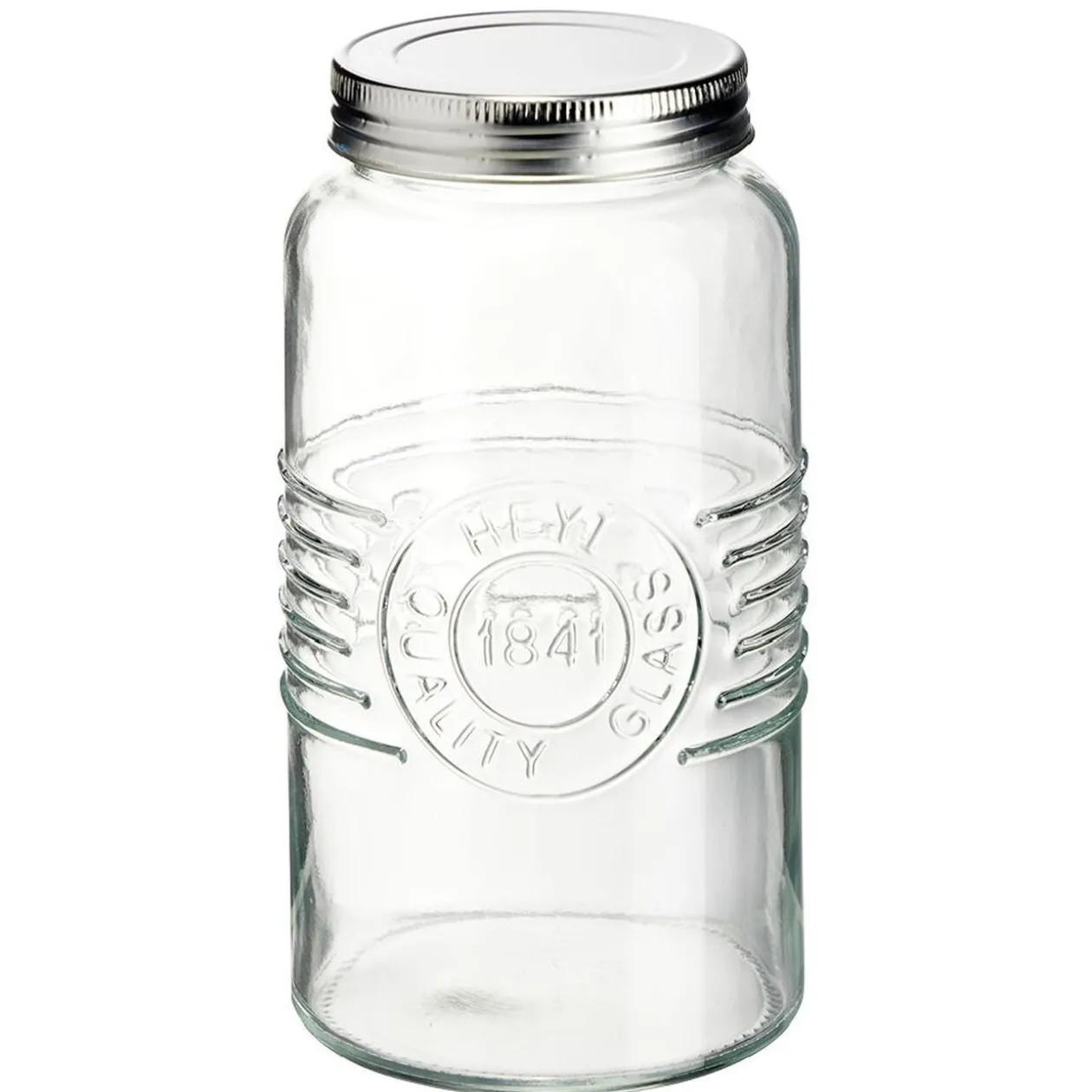 Bocal hermétique rond transparent avec couvercle en métal H17 cm