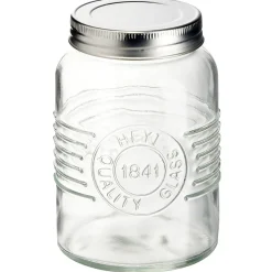 Bocal hermétique rond transparent avec couvercle en métal H13 cm
