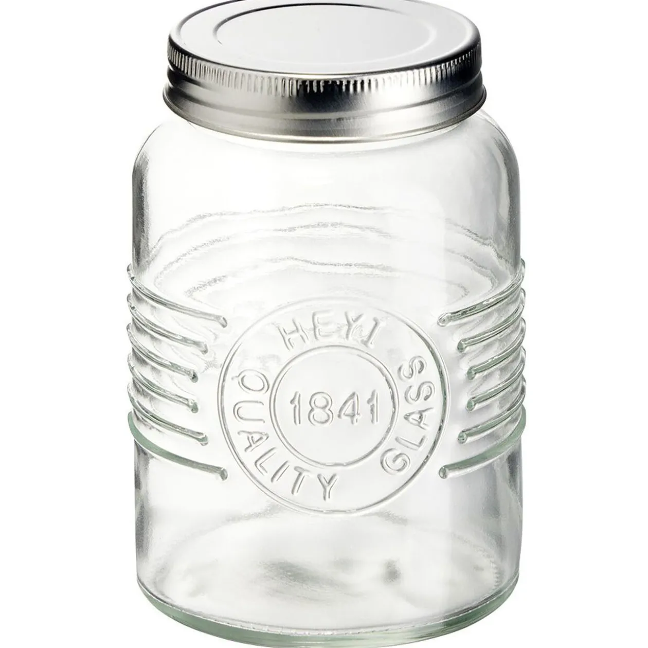 Bocal hermétique rond transparent avec couvercle en métal H13 cm