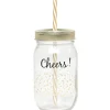 Bocal paille pois doré couvercle doré "Cheers"