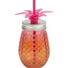 Bocal verre et paille ananas coloré