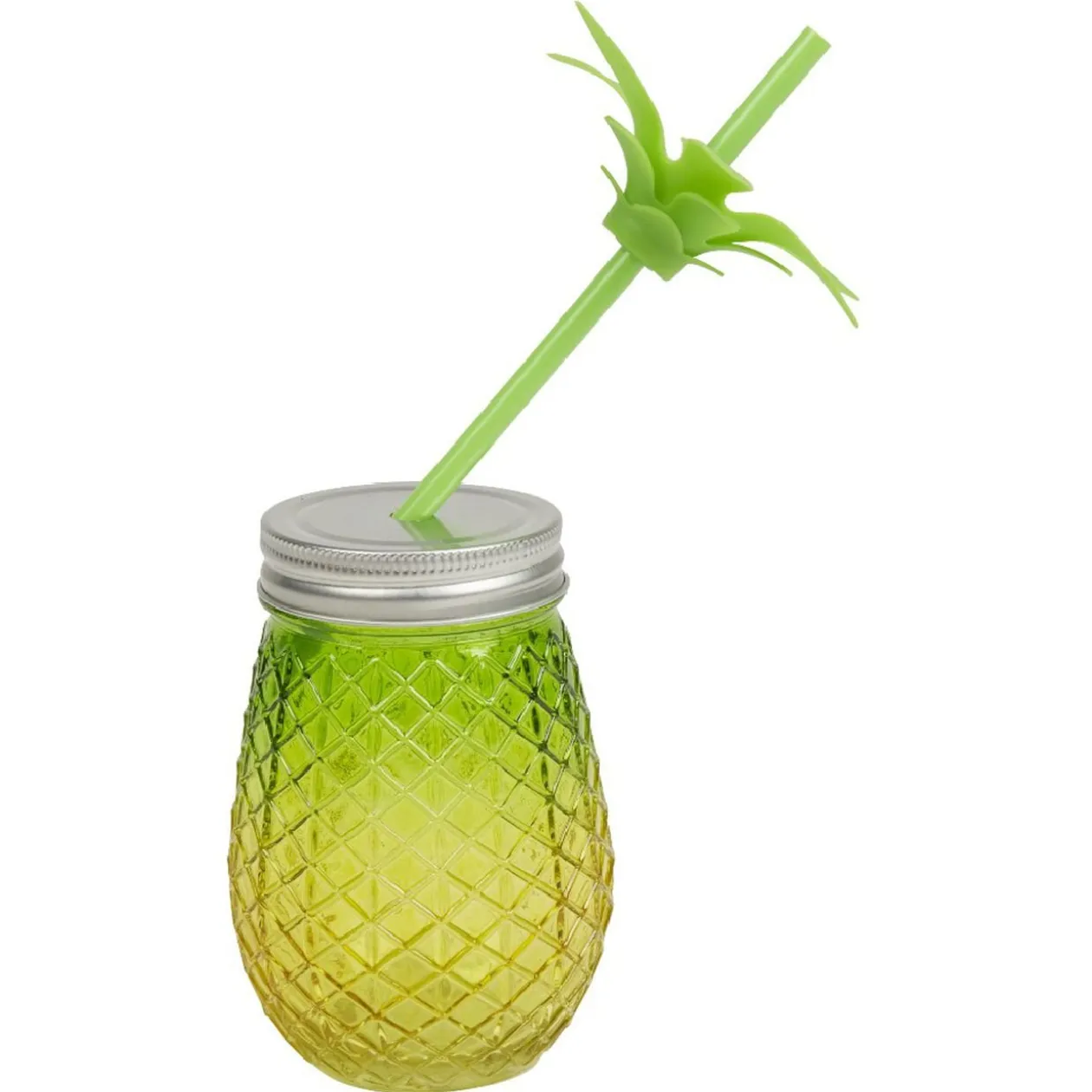 Bocal verre et paille ananas coloré