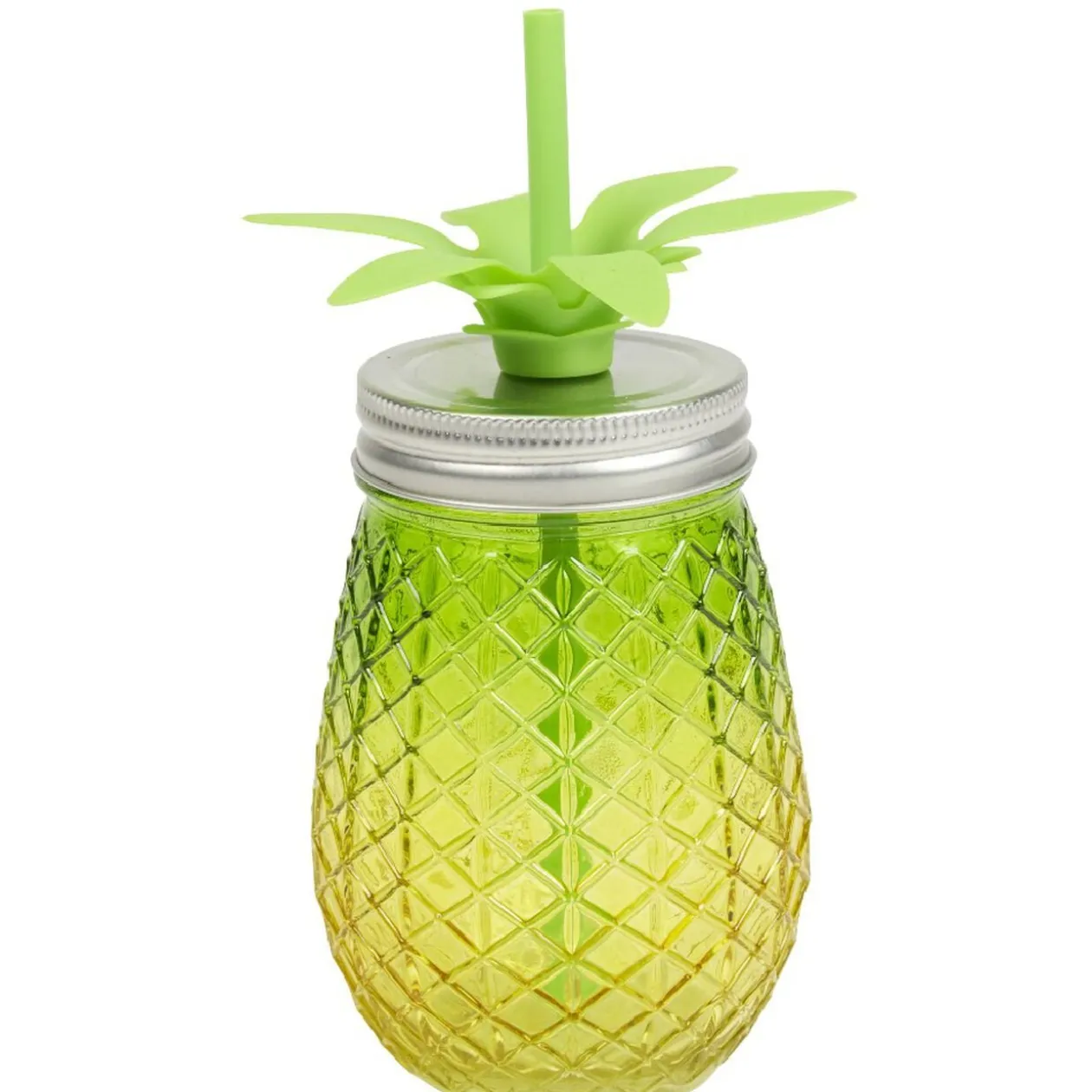 Bocal verre et paille ananas coloré