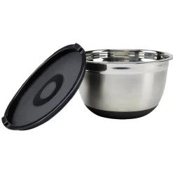 Bol à mixer inox avec couvercle et anse antidérapante silicone noir x3