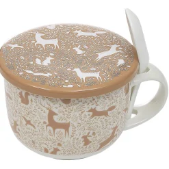 Bol à soupe avec couvercle et cuillère en porcelaine