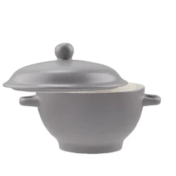 Bol à soupe gris avec couvercle