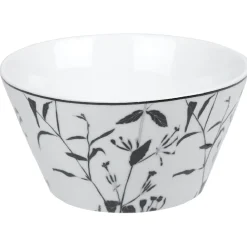 Bol blanc décor tiges feuilles noires