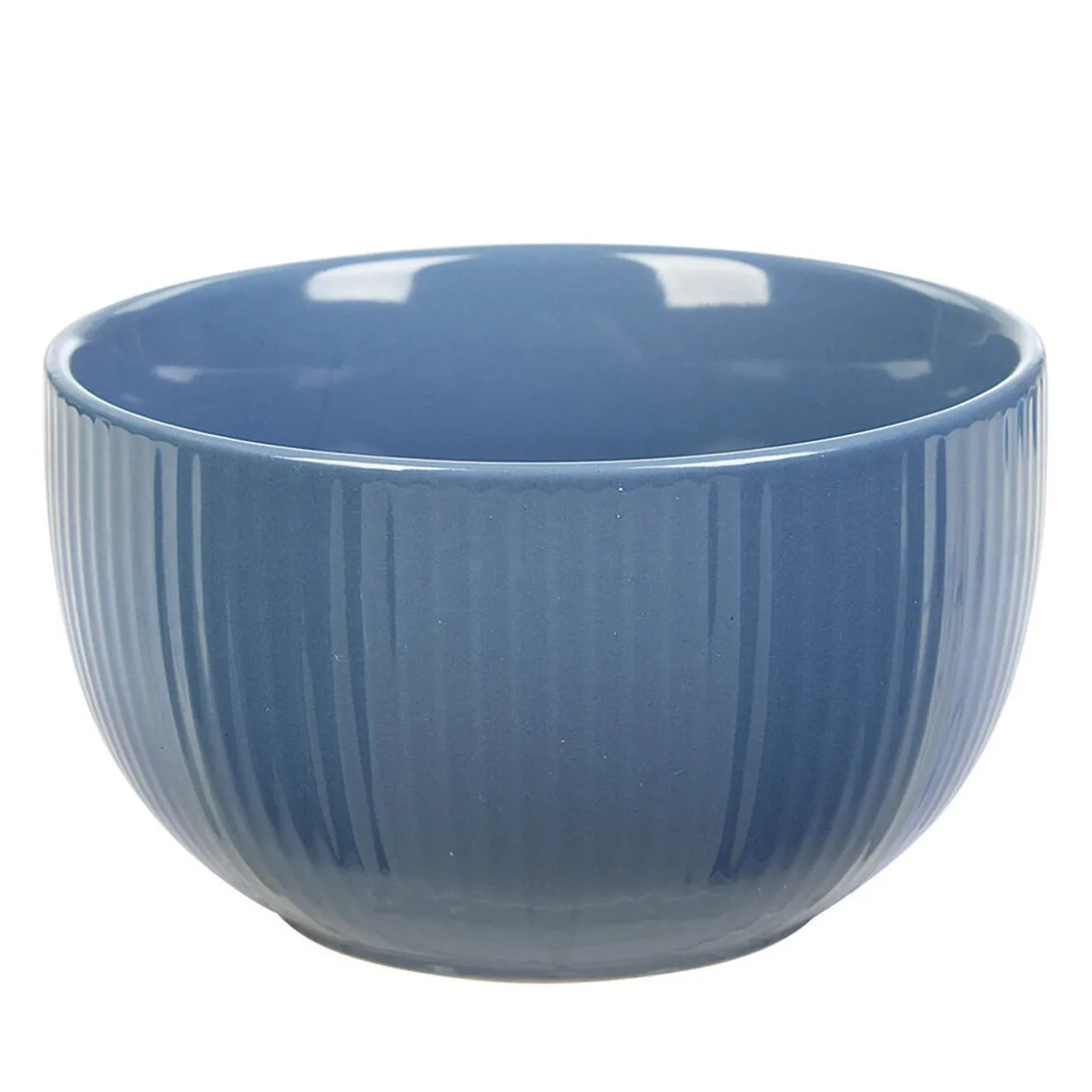 Bol en porcelaine bleu avec rainures verticales en relief