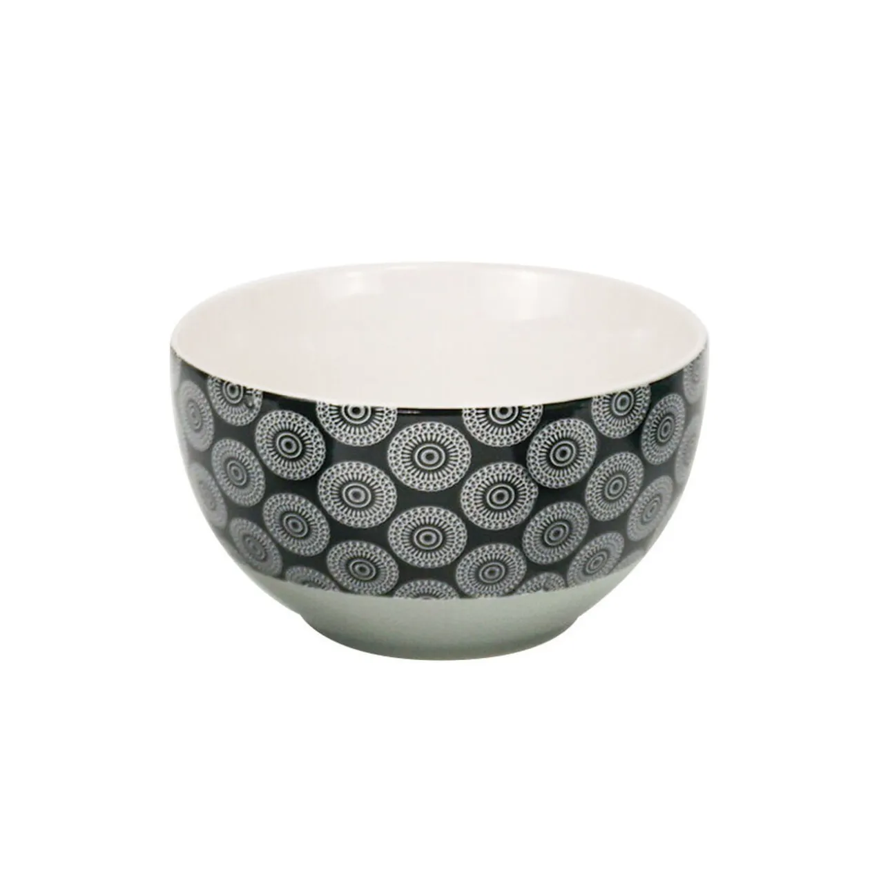 Bol en porcelaine motif rosace noir blanc