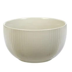 Bol en porcelaine uni lin avec rainures verticales en relief
