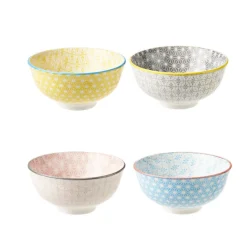 Bol japonais carreau de ciment muticolore x4