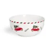 Bol Noël porcelaine blanc motif voiture rouge Ø13xH6,5cm