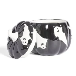 Bonbonnière Halloween 1L citrouille noire fantômes blancs Ø13,5xH15,8cm