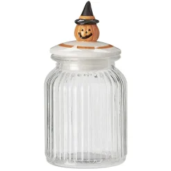 Bonbonnière transparente couvercle déco citrouille Halloween 1L