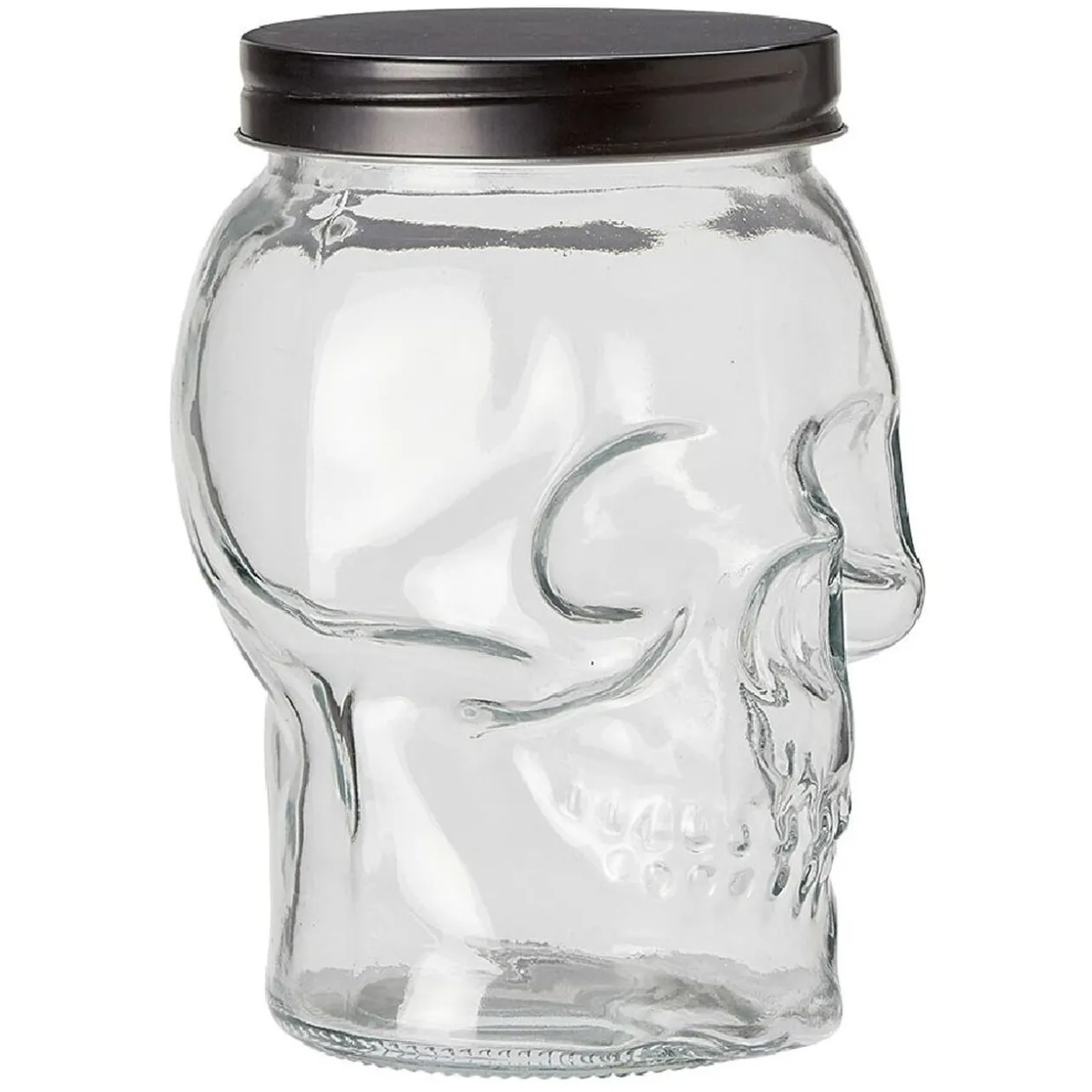 Bonbonnière transparente design Tête de mort Halloween 1,5L