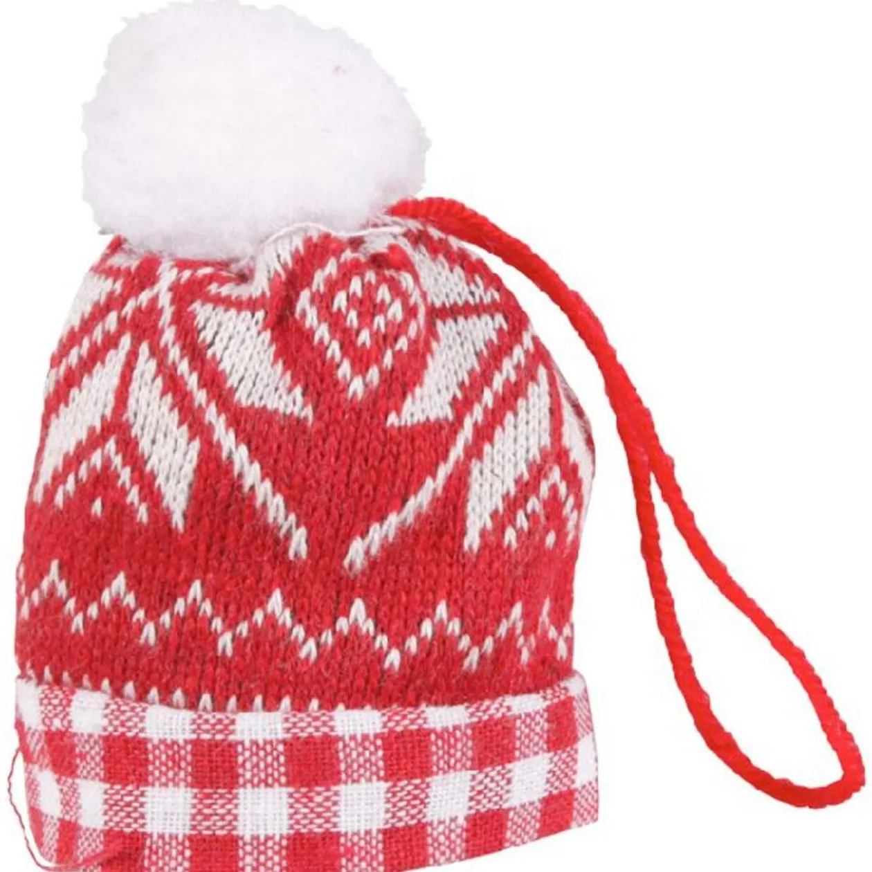 Bonnet à pompon rouge blanc