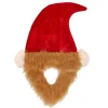 Bonnet de lutin rouge avec barbe marron Noël