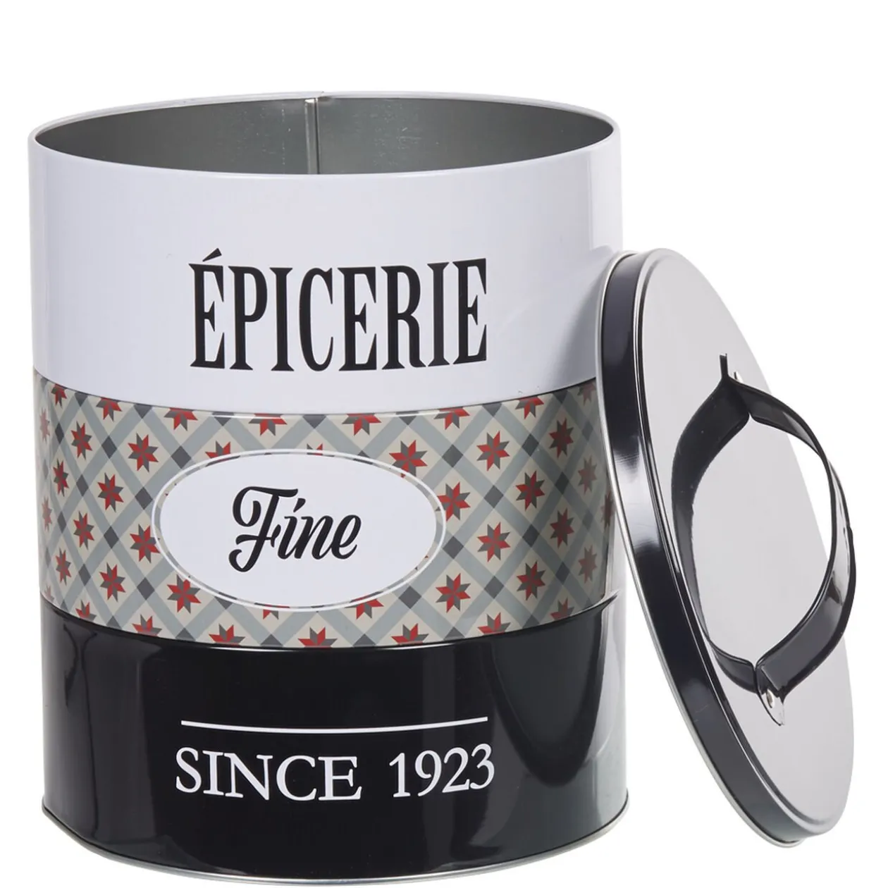 Boîte à 3 compartiments carreaux de ciment noir et blanc