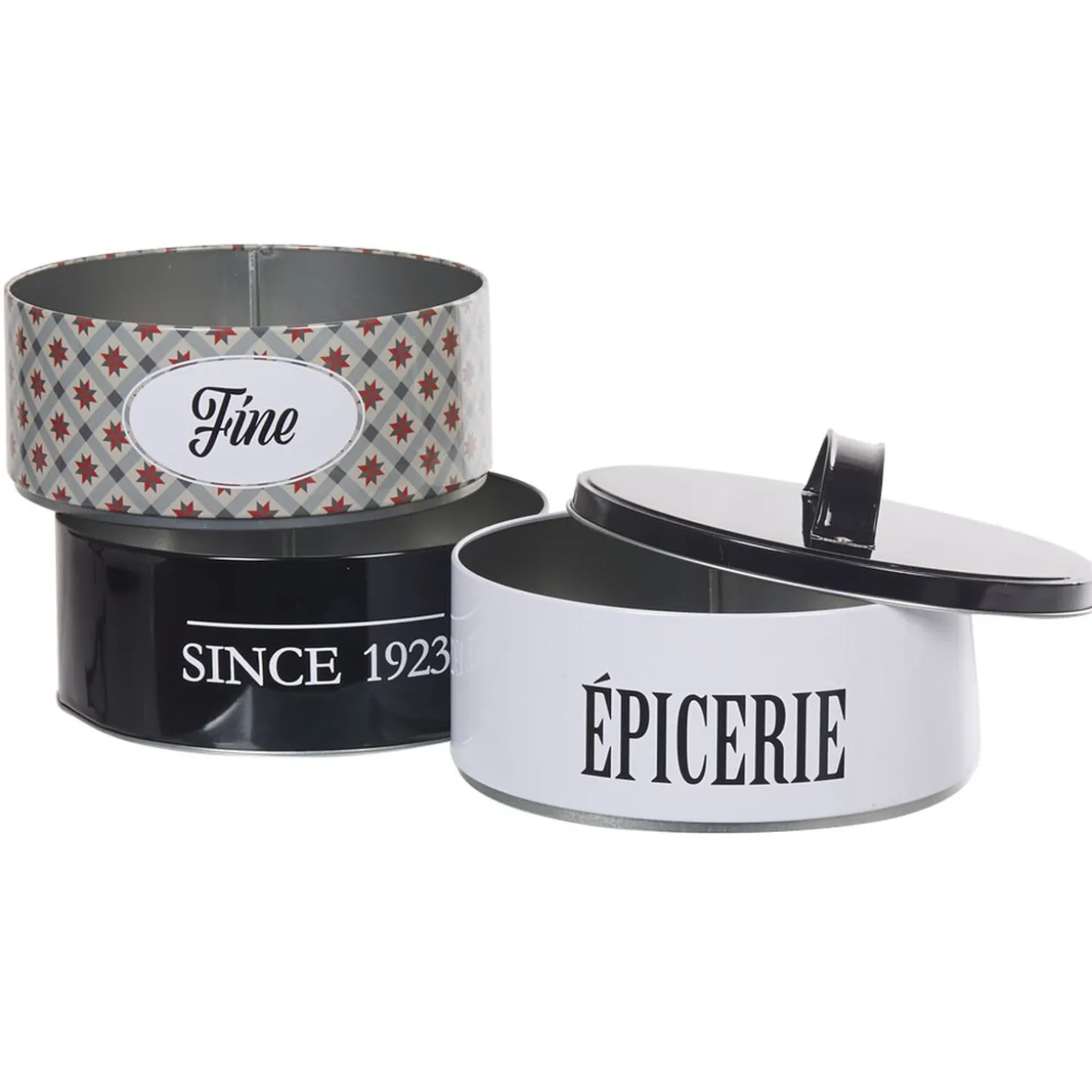 Boîte à 3 compartiments carreaux de ciment noir et blanc