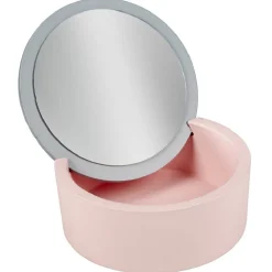 Boîte à bijoux avec miroir rond intégré Ø13,5 cm