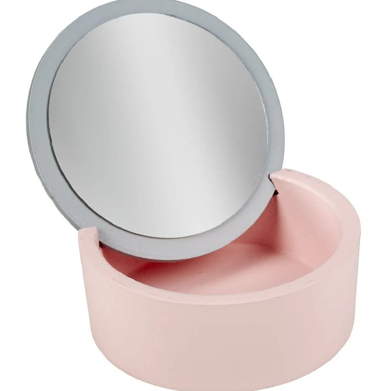 Boîte à bijoux avec miroir rond intégré Ø13,5 cm