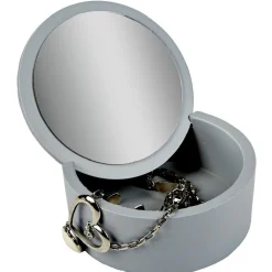 Boîte à bijoux avec miroir rond intégré Ø13,5 cm