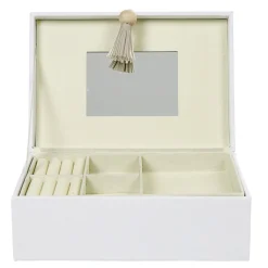 Boîte à bijoux pompon blanc gris