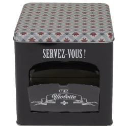 Boîte à biscuits carrée design "Servez-vous - Chez Violette"