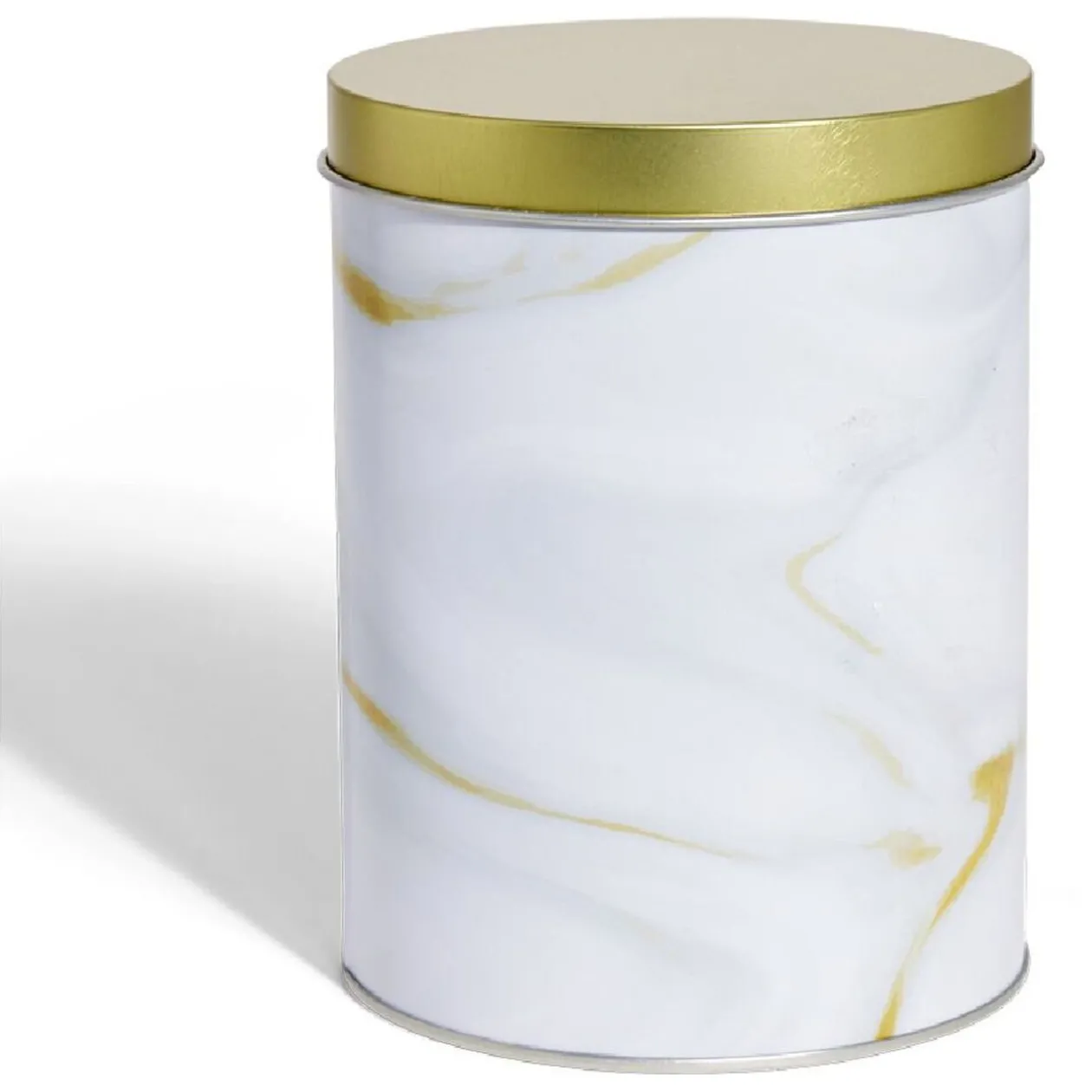 Boîte à biscuits ronde métal blanc doré Ø10,5H14cm