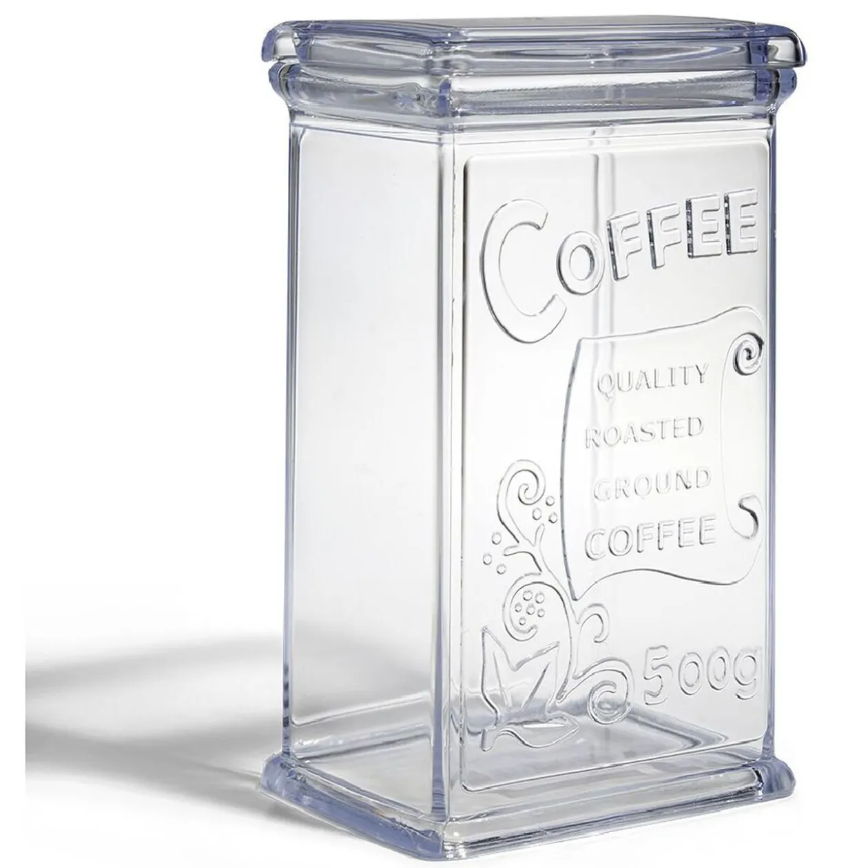 Boîte à café 500g en plastique transparent 11,5x9xH19cm