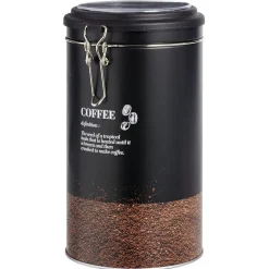 Boîte à café ronde en étain avec couvercle plastique - Ø11xH.20cm