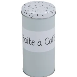 Boîte à café vert d'eau avec couvercle blanc triangles noirs