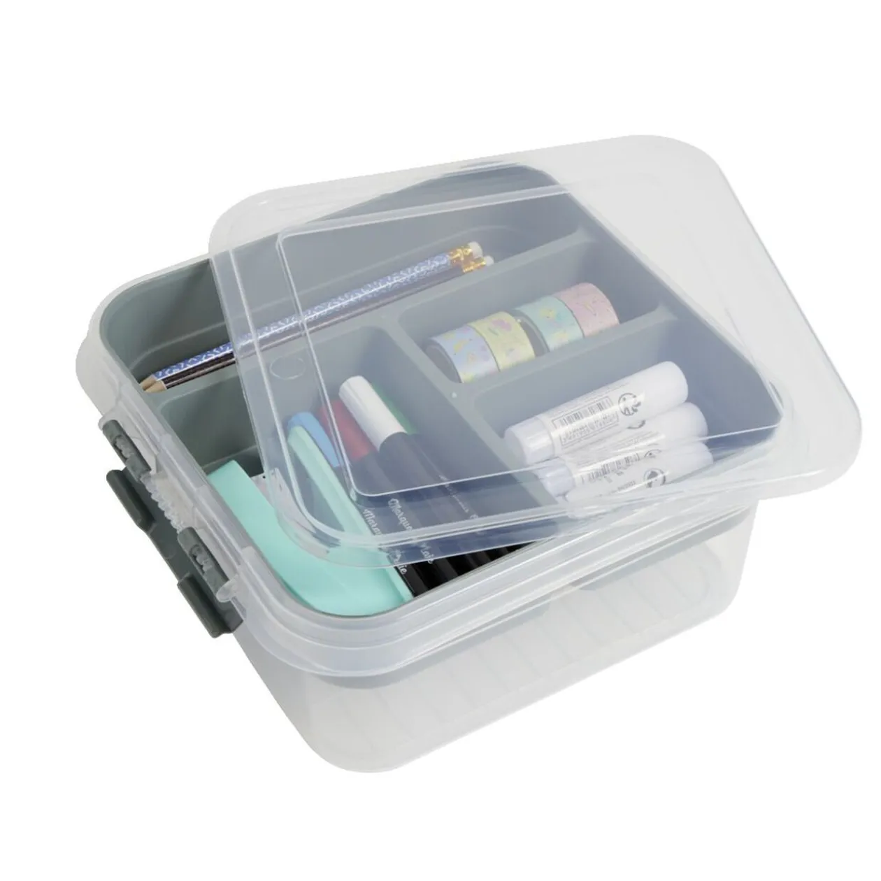 Boîte à compartiments 2 niveaux de rangement 26x25xH11cm