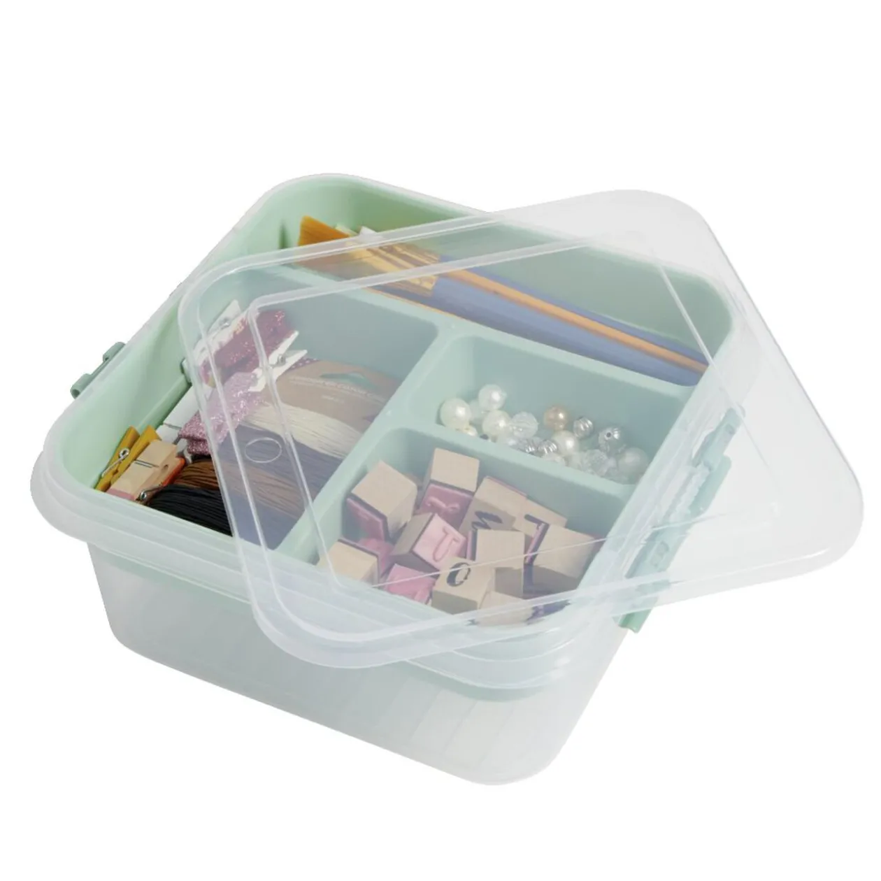 Boîte à compartiments 2 niveaux de rangement 26x25xH11cm