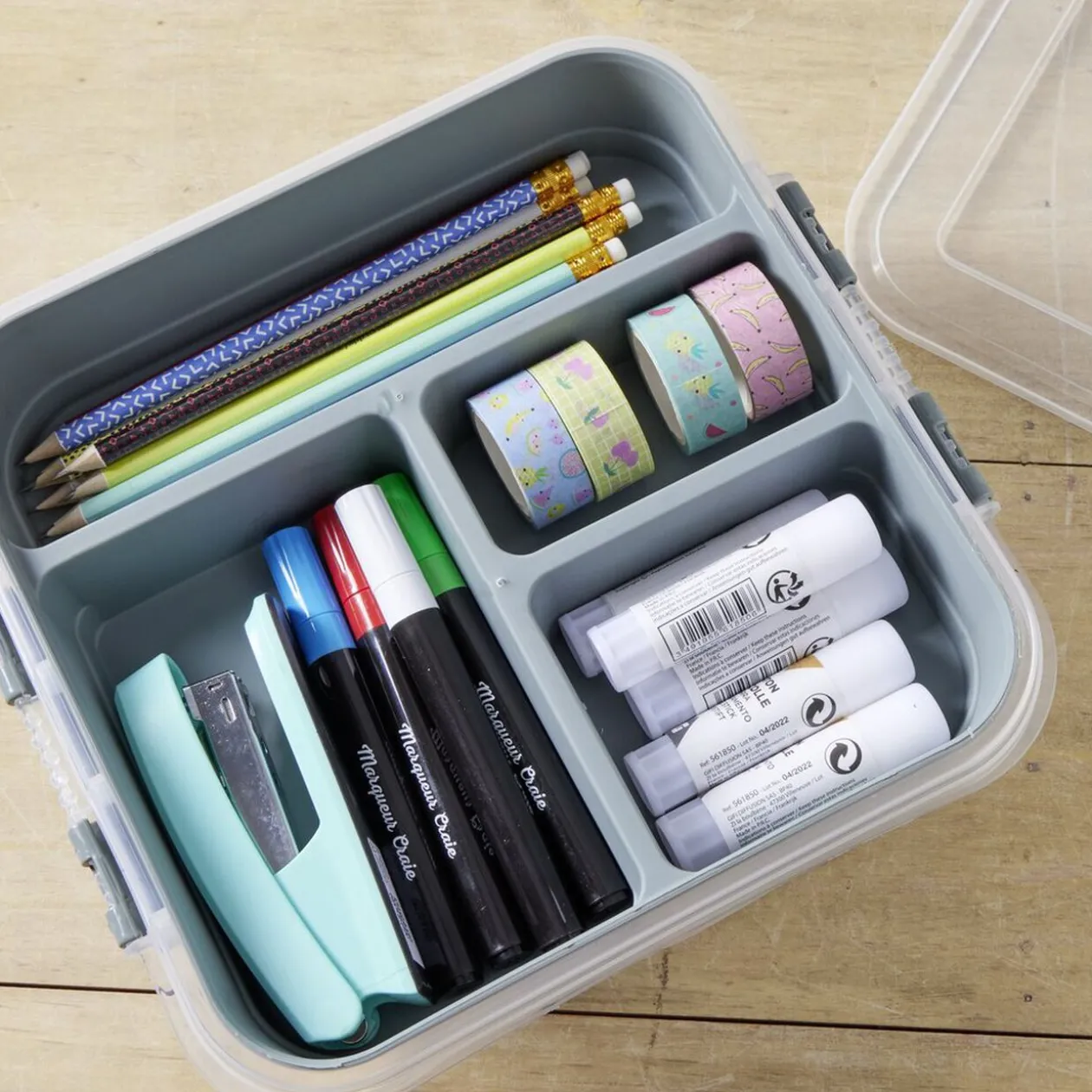 Boîte à compartiments 2 niveaux de rangement 26x25xH11cm