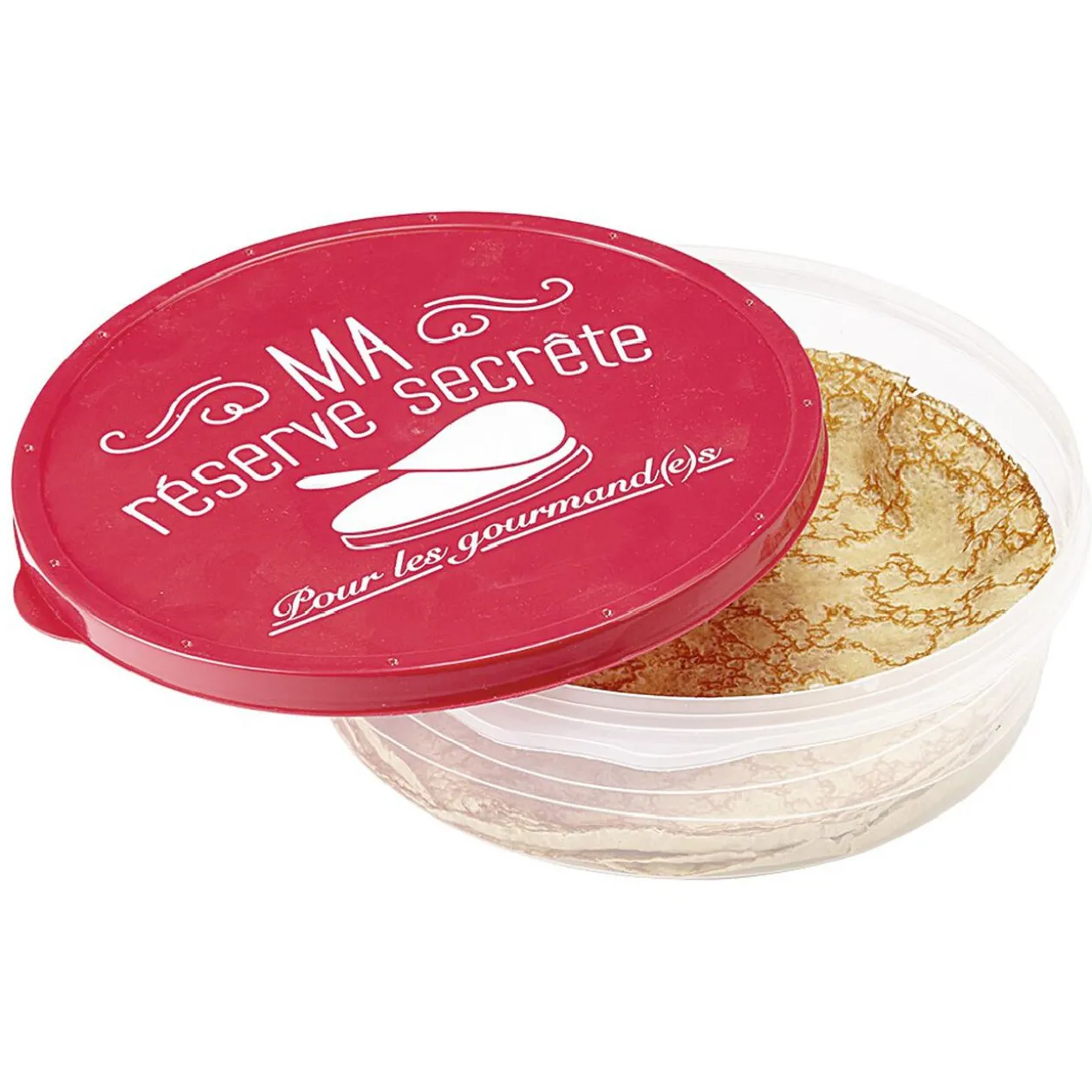 Boîte à crêpes ronde avec couvercle design rouge