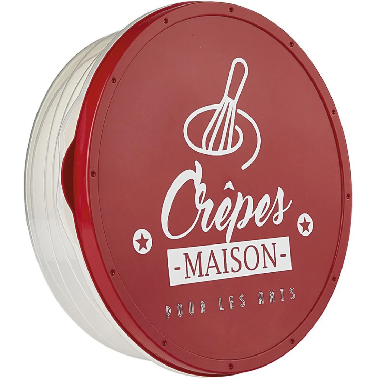 Boîte à crêpes ronde avec couvercle design rouge