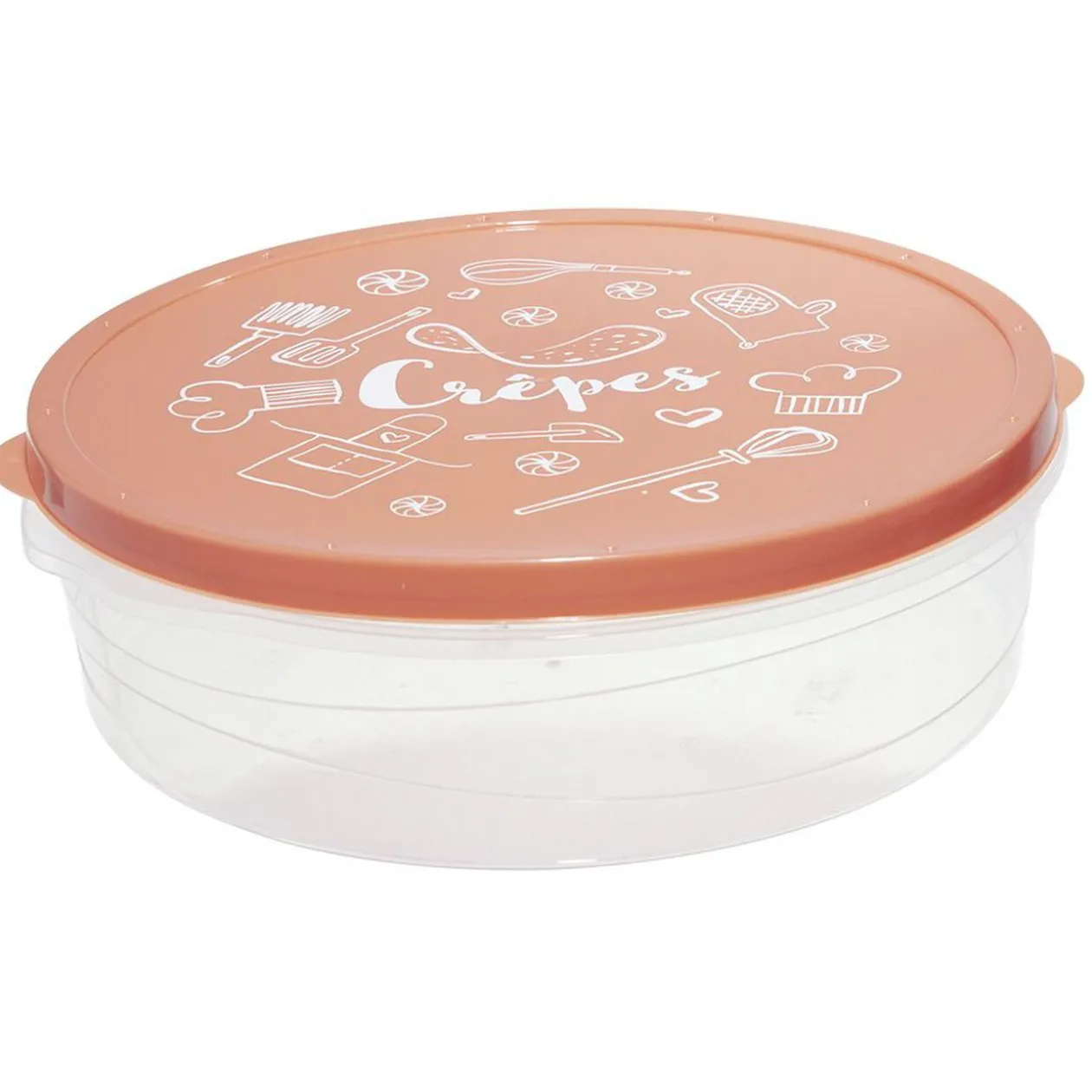 Boîte à crêpes ronde avec couvercle imprimé motif cuisine Ø28xH9 cm