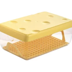Boîte à fromage avec couvercle transparente et jaune 3 L