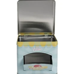 Boîte à gâteaux bleue décor glace multicolore