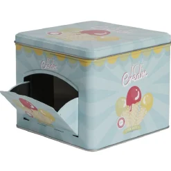 Boîte à gâteaux bleue décor glace multicolore