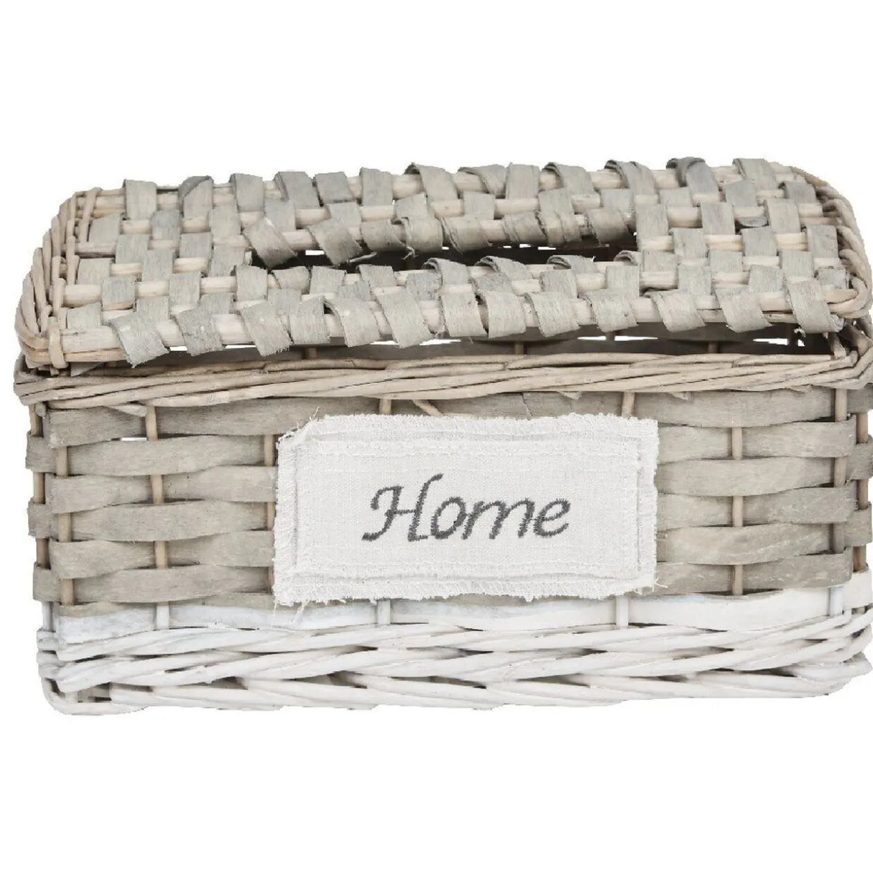 Boîte à mouchoirs tressé blanc et naturel HOME