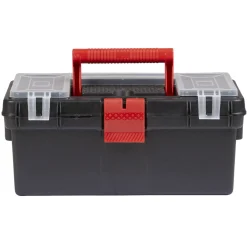 Boîte à outil avec poignée et clip rouge et noire