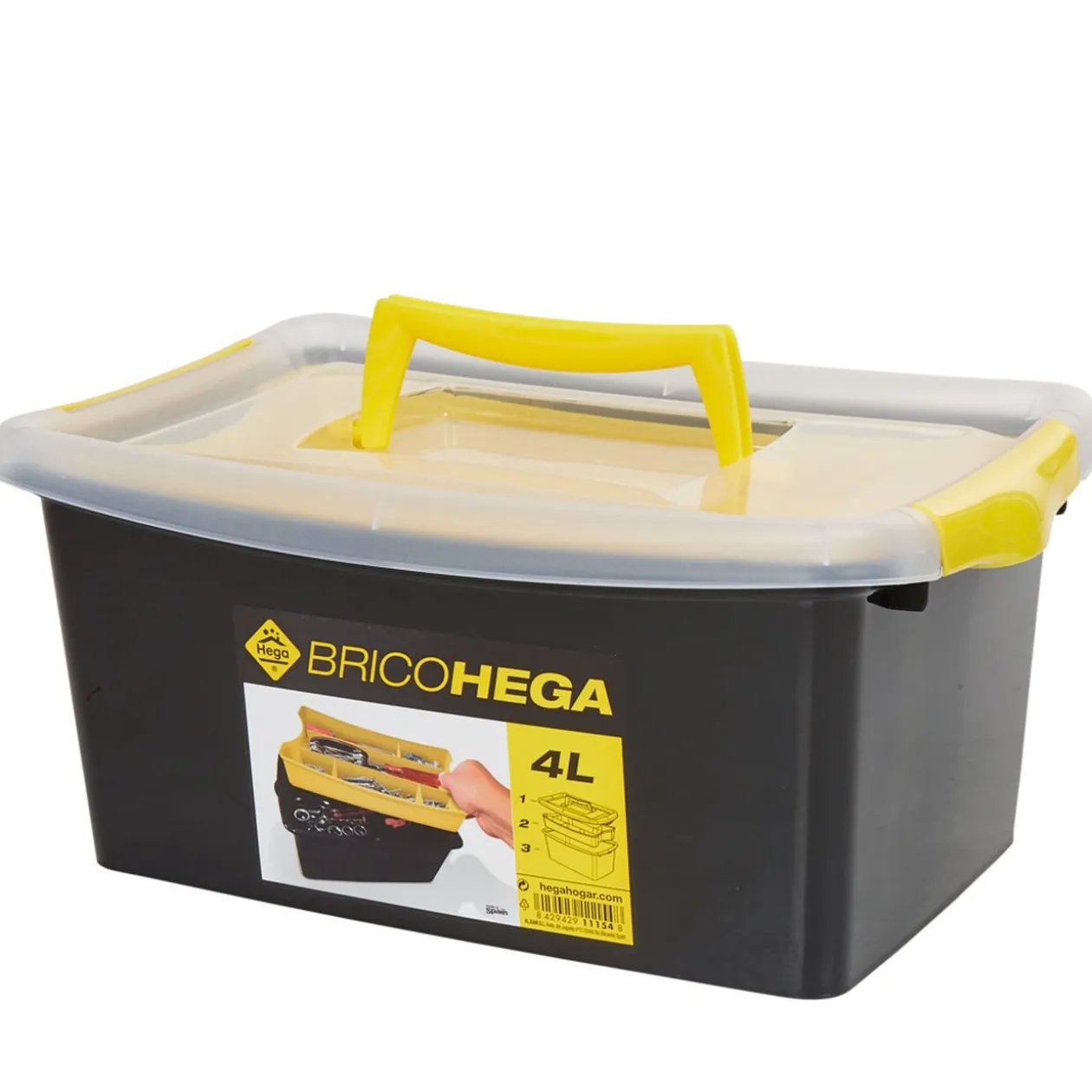 Boîte à outils avec rangement amovible noir jaune 4L