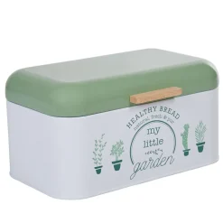Boîte à pain My little garden alu bambou blanche et verte